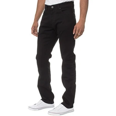 Image of Enzo Mens Classic Straight Leg Regular Fit Twill Denim Jeans 48W x 32L Black