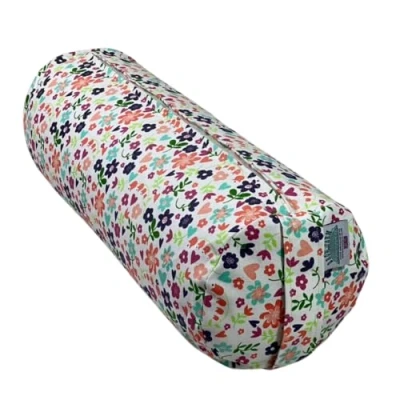 Image of Yoga Bolster Filled with Organic Buckwheat Hulls(Floral White)