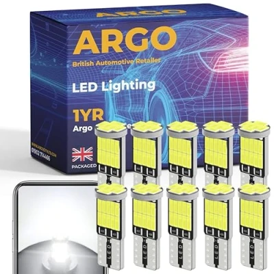Image of Argo 10 Pcs 501 Led Bulbs 26 Smd Xenon White Car Light Interior Upgrade Number Plate Map Dome Courtesy Van Capless Wedge 194 168 T10 W5w Bulb Side 12v