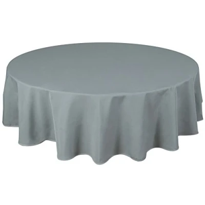Image of Home Direct Quality Round Fabric Tablecloth Table Cover 180cm 70&quot; Grey Light