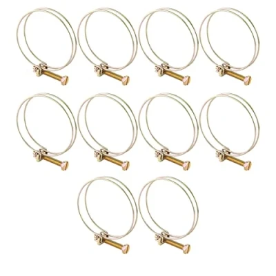 Image of Hilitand 10pcs Double Wire Hose Clips, Adjustable Water Barb Clamp, Pipe Clip, Hoop Plumbing Fastener(46mm 51mm)
