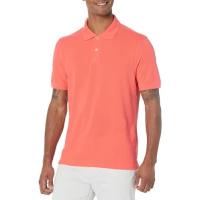Image of Amazon Essentials Men&#039;s Slim Fit Cotton Pique Polo Shirt, Coral Orange, XL