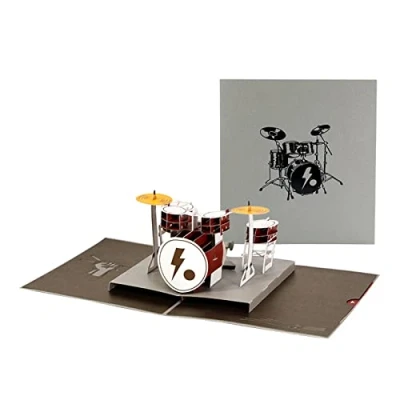 Image of YANGLY 3D Instrument Drum Greeting Card with Envelope Festival Holiday Paper Cards for Birthday Wedding New Year Blessing