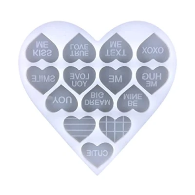 Image of vsilay Love Ear Studs Earrings UV Crystal Epoxy Mold Keychain Pendant Resin Silicone Mould DIY Crafts Jewelry Casting Tools