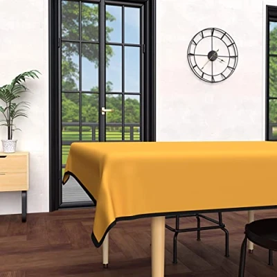 Image of Soleil d&#039;ocre, Rectangular Stain Resistant Microfibre Tablecloth Bohemian Mustard Yellow 160 x 270 cm