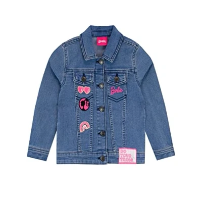 Image of Barbie Girls Embroidered Denim Jacket Outerwear For Kids Blue 9 10 Years
