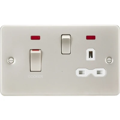 Image of KnightsBridge 45A DP Switch and 13A switched socket with neons pearl white insert