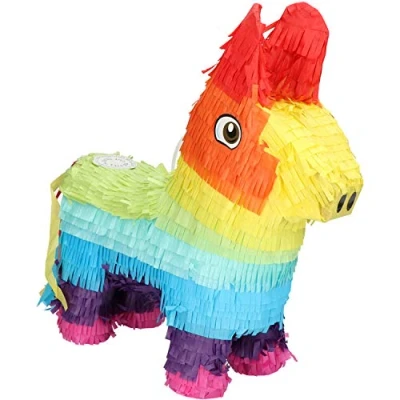 Image of Folat 65835 Pinata Donkey Rainbow Bday, Multicoloured