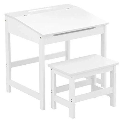 Image of Premier Housewares white Childrens Table And Chair Set Hinge Lid Desk MDF Kids Childs
