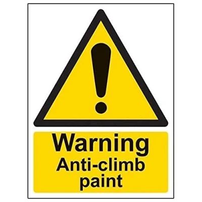 Image of V Safety Warning Anti Climb Paint Sign 150mm x 200mm 2mm Rigid Plastic