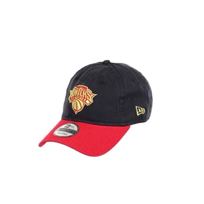 Image of New Era York Knicks NBA Team Navy Red 9Twenty Unstructured Strapback Cap One Size