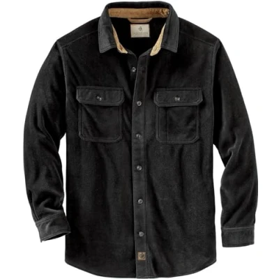 Image of Legendary Whitetails Men&#039;s Standard Navigator Fleece Button Up Shirt, Black, X Large, XL