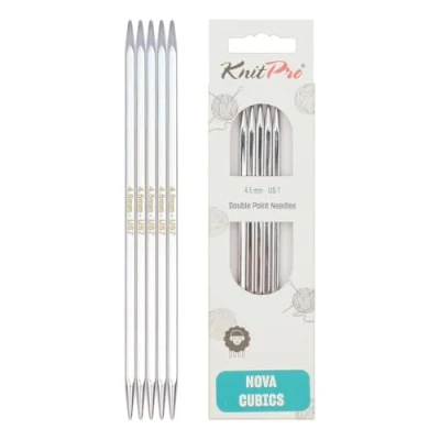 Image of KnitPro 20 cm x 4.5 mm Nova Cubics Double Pointed Needles, Shiny Brass