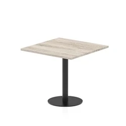 Image of Italia 800mm Poseur Square Table Grey Oak Top 720mm High Black Leg