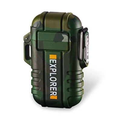 Image of Electronic Lighter Dual Arc Usb Electric Plasma Rechargeable Flameless Windproof Waterproof Mini Portable Good for Cigar Cigarette Candle Pipe Sport Outdoor(Camouflage)