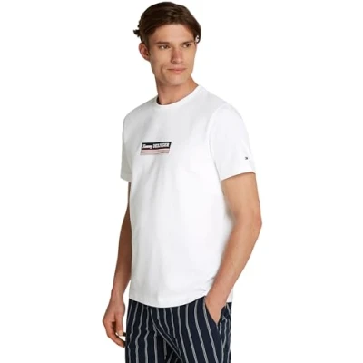 Image of Tommy Hilfiger BOX TEE Print Tshirt, Men&#039;s, Size: XXL, White