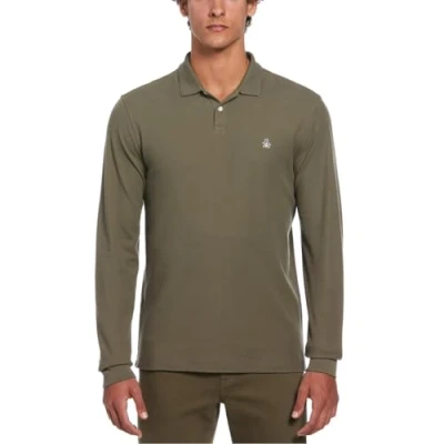 Image of Original Penguin Mens Ls PIQ Polo Dusty Olive XL
