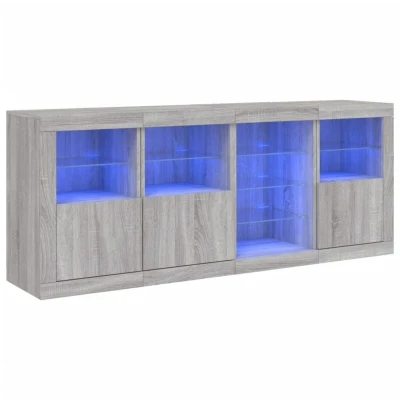 Image of vidaXL Sideboard with LED Lights Grey Sonoma 164x37x67 cm