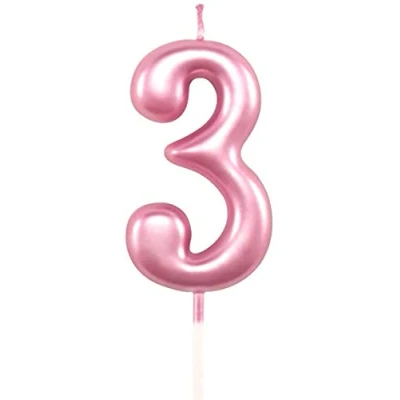 Image of SHATCHI SHATHI Number Pink 3 Candle Birthday edding Anniversary New Year Party Cake Decorations Topper Girls