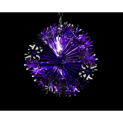 Image of Simply Products Foil Garland Star Ball Christmas Hanging Decoration Wall Ceiling Xmas Deco (Dark Purple &amp; Silver)