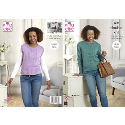 Image of King Cole Ladies Double Knitting Pattern Womens Lacy Sweater &amp; Slipover (5227)