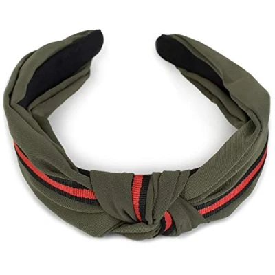Image of styleBREAKER women hairband with knots and decorative stripes, retro style, hairband, headband, 04026018, color:Olive