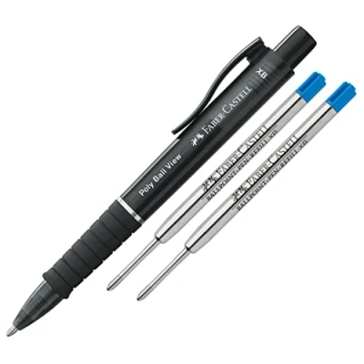 Image of Faber Castell Ballpoint Pen Poly Ball View XB Refill (Black + Refills)
