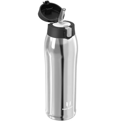 Image of Super Sparrow Water Bottle with Straw Stainless Steel Travel Mug 750ml BPA Free Sports Insulated Metal Flask Leakproof Bottles for Sports, Travel, Work