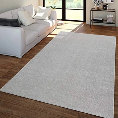 Image of TT Home Large Rug Short Pile Monochrome Design Modern And Timeless, colour:Silver, Size:Ø 200 cm Quadrat