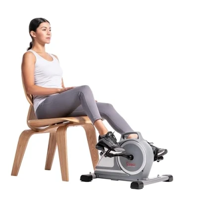 Image of Sunny Health &amp; Fitness Magnetic Under Desk Mini Exercise Cycle Bike, Dual Function Pedal Exerciser with Digital Monitor and Carrying Handle, SF B020026