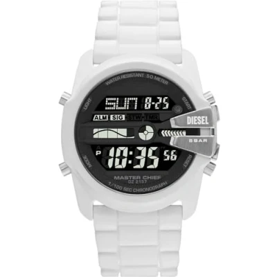 Image of Diesel Watch for Men master chief, LCD Movement, 44 mm White Silicone Case with a Strap, DZ2157