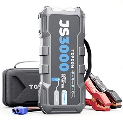 Image of Jump Starter Car Battery Charger, TOPDON 12V 3000A JS3000 Booster Pack for Up to 9L Gas/ 7L Diesel Engines, Portable Charge with Handle Jumper Cable EVA Protection Case
