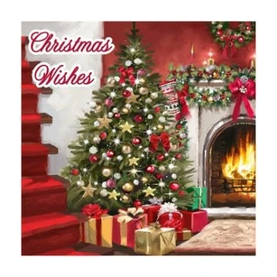 Image of Eurowrap Assorted Christmas Cards Xmas at Home, 2 Designs Seasons Greetings and Wishes Pack of 12