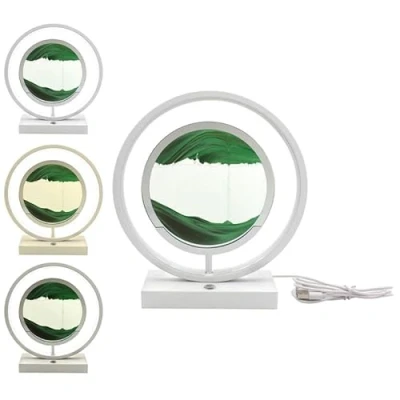 Image of Lesser &amp; Pavey Quicksand Lamp with Light for Decor Rotatable Moving Sand Art Night Artistic Gift Home Desk Green