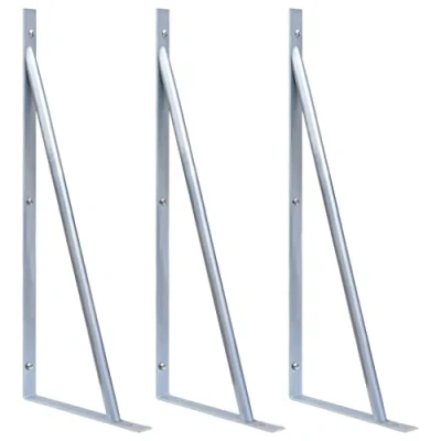 Image of vidaXL Fence Post Support Brackets, 3 pcs, Galvanised Steel Rust Resistant and Weather Ground Stakes for WPC Fencing