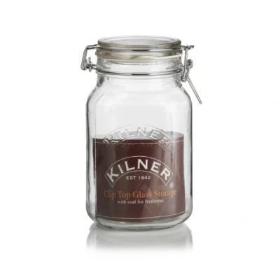 Image of SQUARE KILNER 1.5LITRE CLIPTOP JAR SET OF 6