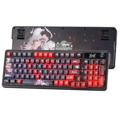 Image of Redragon K719 PRO Wireless Gasket Gaming Keyboard w/Hype Screen &amp; Knob, 95 Keys Mechanical Keyboard, Easy Control 1.14’’ TFT Info Display, 5 Layer Noise Dampening, Custom Linear Switch, Anime Edition
