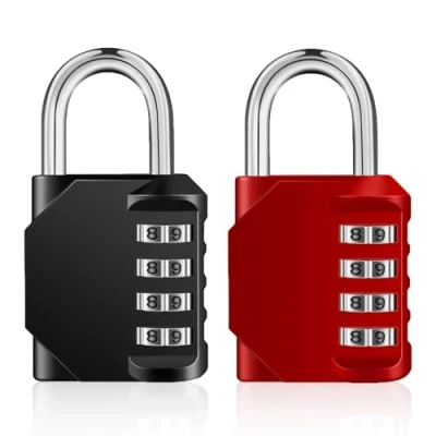Image of ZHEGE Combination Padlocks 2 Pack, 4 Digit Locker for Gym, School Lockers, Weatherproof Coded Outdoor Backyard Fence Gate, Shed Door (Black and Red)