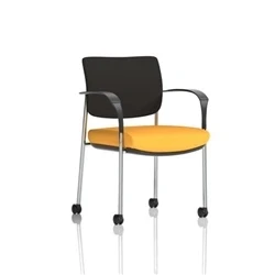 Image of Brunswick Deluxe Black Fabric Back Chrome Frame Seat Yellow + Arms