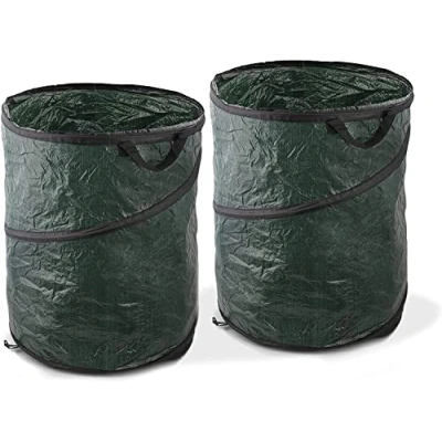 Image of MantraRaj Large Heavy Duty 2X Garden Pop up Bin Rubbish Leaves Sack Bag Strong Handles