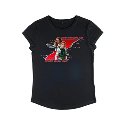 Image of Marvel Women&#039;s Black Widow Better Than One Rolled Sleeve T Shirt, S