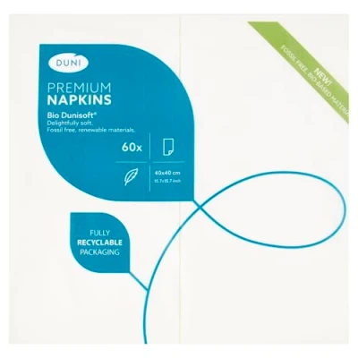 Image of Dunisoft Airlaid White 40cm 8 Fold Napkins Pack of 60