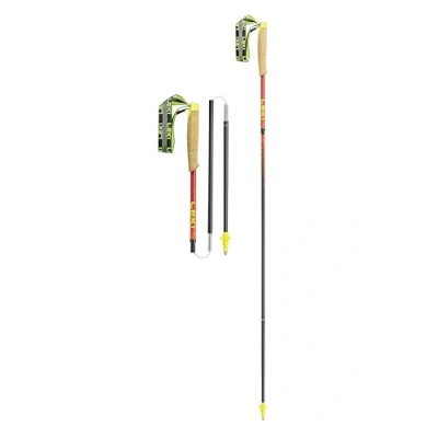 Image of LEKI Neotrail Pro FX.One Superlite Carbon Collapsible Lightweight Trekking Poles for Hiking &amp; Trail Running Naturalcarbon Brightred Rubyred 110 cm