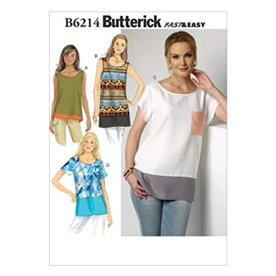 Image of Butterick Patterns 6214 Y,Misses Top,Sizes (4 6) (8 10) (12 14), Multi Colour, Y (XSM SML MED)