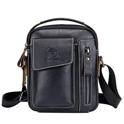 Image of Xieben Vintage Leather Mens Handbag Shoulder Bag for Men Everyday Casual Business Briefcase Cross Body Messenger Pack Tote Handbags Black