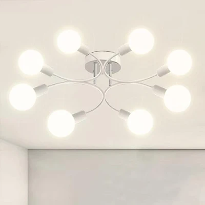 Image of niuniaj Industrial Ceiling Lights 8 Bulbs Chandeliers Light, Compatible with E27 LED, CFL and Edison Lamp, Living Room for Bedroom Dining Kitchen (NO Bulb)