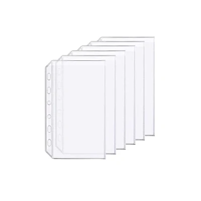 Image of 6 Pack A7 Holes Binder Pockets Plastic Folders Waterproof Holder for Receipt Ticket (Pocket, A7)