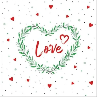Image of Ambiente Pack of 20 Lots Love Wreath Paper Napkins Table Decorations Valentines Day 33cm x 3 Ply
