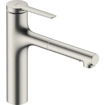 Image of hansgrohe Zesis M33 Kitchen Tap 160, pull out spray, 2 Sprays, stainless steel finish, 74801800