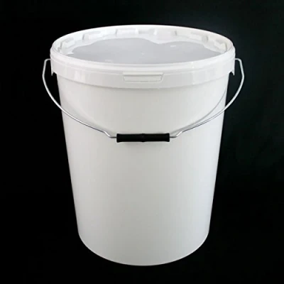 Image of Pack of 10 x 27.5 Litre Airtight Food Grade White Catering Mixing Plastic Buckets with Lids Heavy Duty Industrial Kitchen Quality